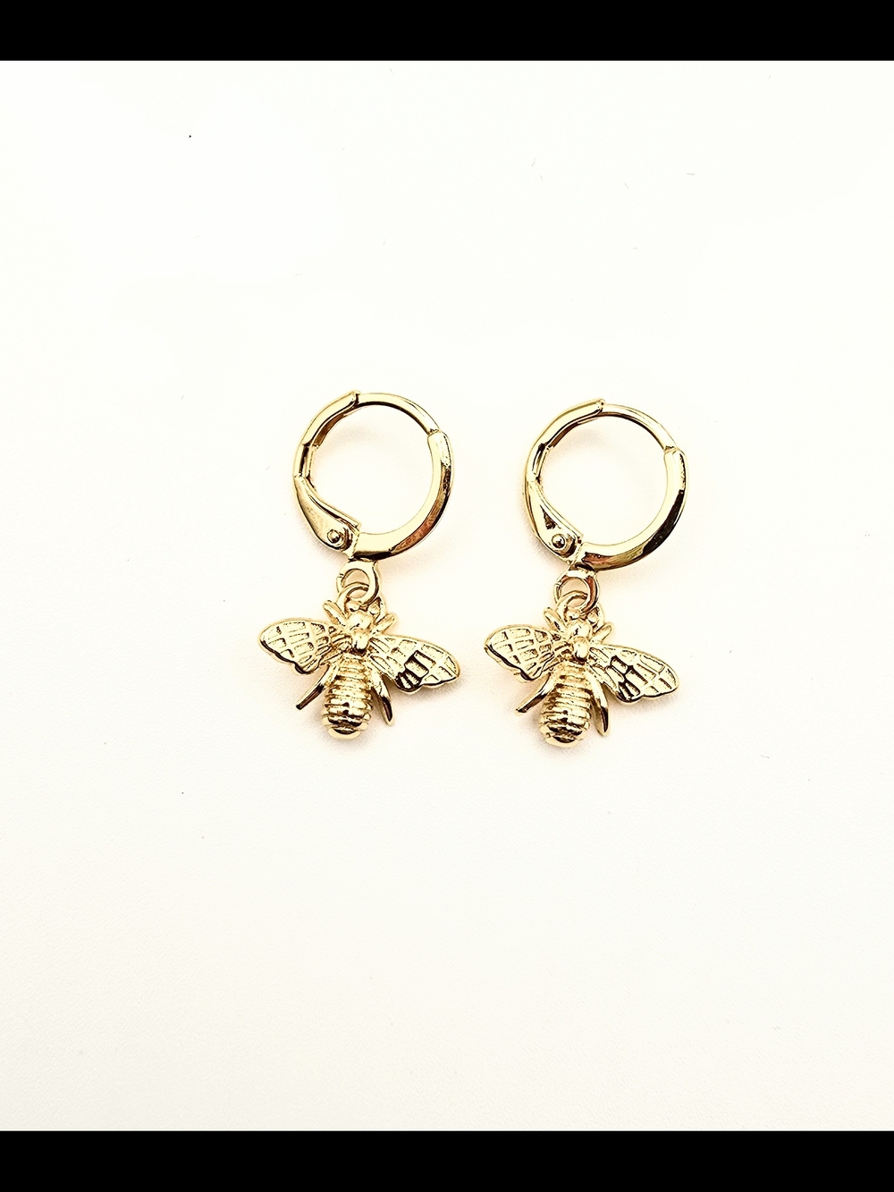 18K Gold Bee Huggie Earrings for Women